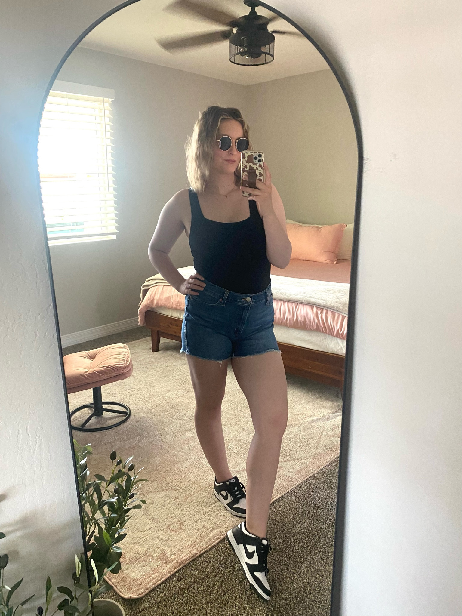 How I styled my Nike Dunk Lows: This is my favorite bodysuit! I bought it last year and I’ve worn it A LOT. It has a square neckline which is exceptionally flattering on my small chested girlies. I never wear a bra and feel fully coveted and supported. But the sunglasses really steal the show at less than $15 on Amazon 😉

#LTKfindsunder50 #LTKstyletip #LTKshoecrush