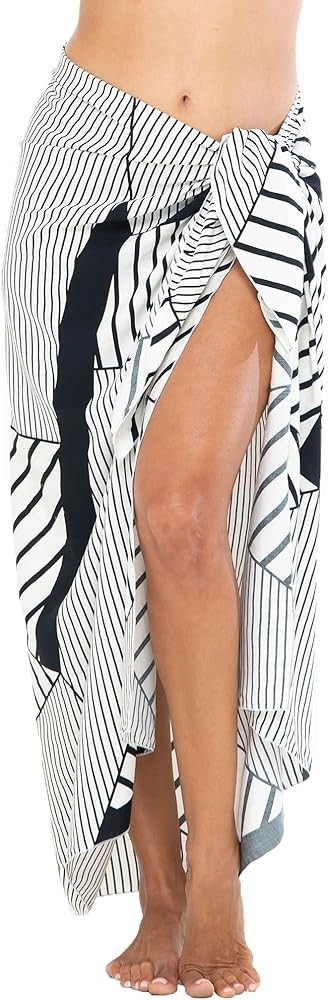 Back From Bali Womens Print Sarong Wrap Swimsuit Beach Pareo Skirt Cover Up with Coconut Clip | Amazon (US)