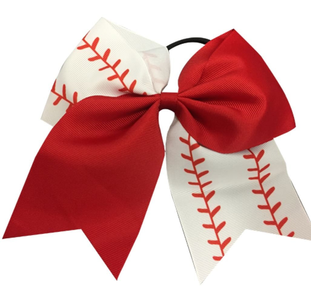 Sportybella - Baseball Stitch Hair Accessories for Girls - Red and White Softball Print Hair Bows... | Amazon (US)