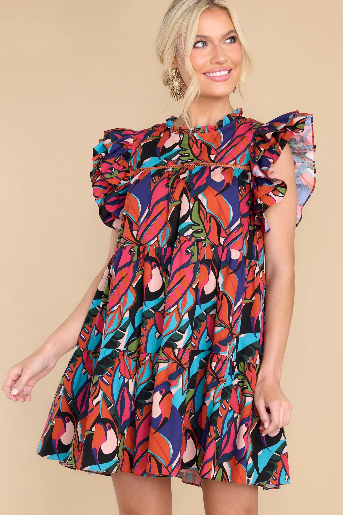 Yours To Keep Blue Multi Print Dress | Red Dress 