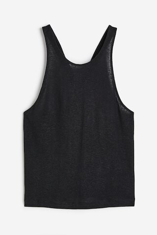 H & M - Linen-blend Tank Top - Black | H&M (US, CA, MX)