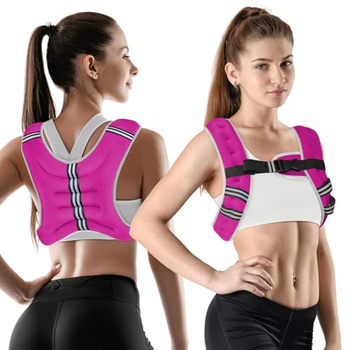 WIN4ALL Weighted Vest Men Women, 6lb/8lb/12lb/16lb/20lb Weighted Vest, Adjustable Women Weight Vest for Walking, Strength Training, Running, Fitness, Muscle Building, 12Lbs, Pink | Amazon (US)
