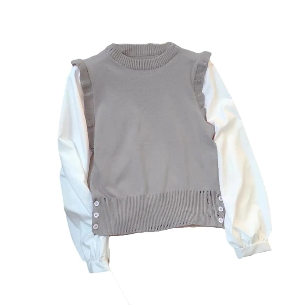 Women’s Knit Pullover Sweater Long Sleeve Casual Solid Color Tops Pink 2-in-1 Design Fall Winte... | Amazon (US)