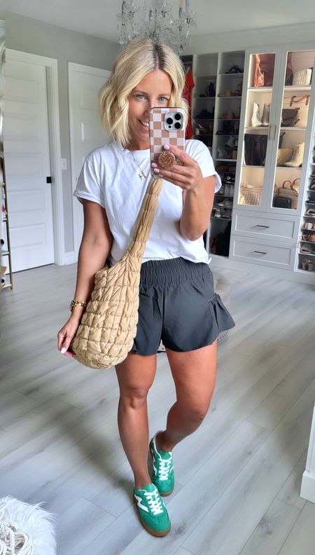 I love this neutral casual outfit with a pop of green!!! Colored sneakers are so popular right now and I’m a fan!!
Tee and shorts size small (size up if between sizes or want a roomy fit)
Sneakers TTS

#LTKfindsunder50 #LTKstyletip #LTKshoecrush