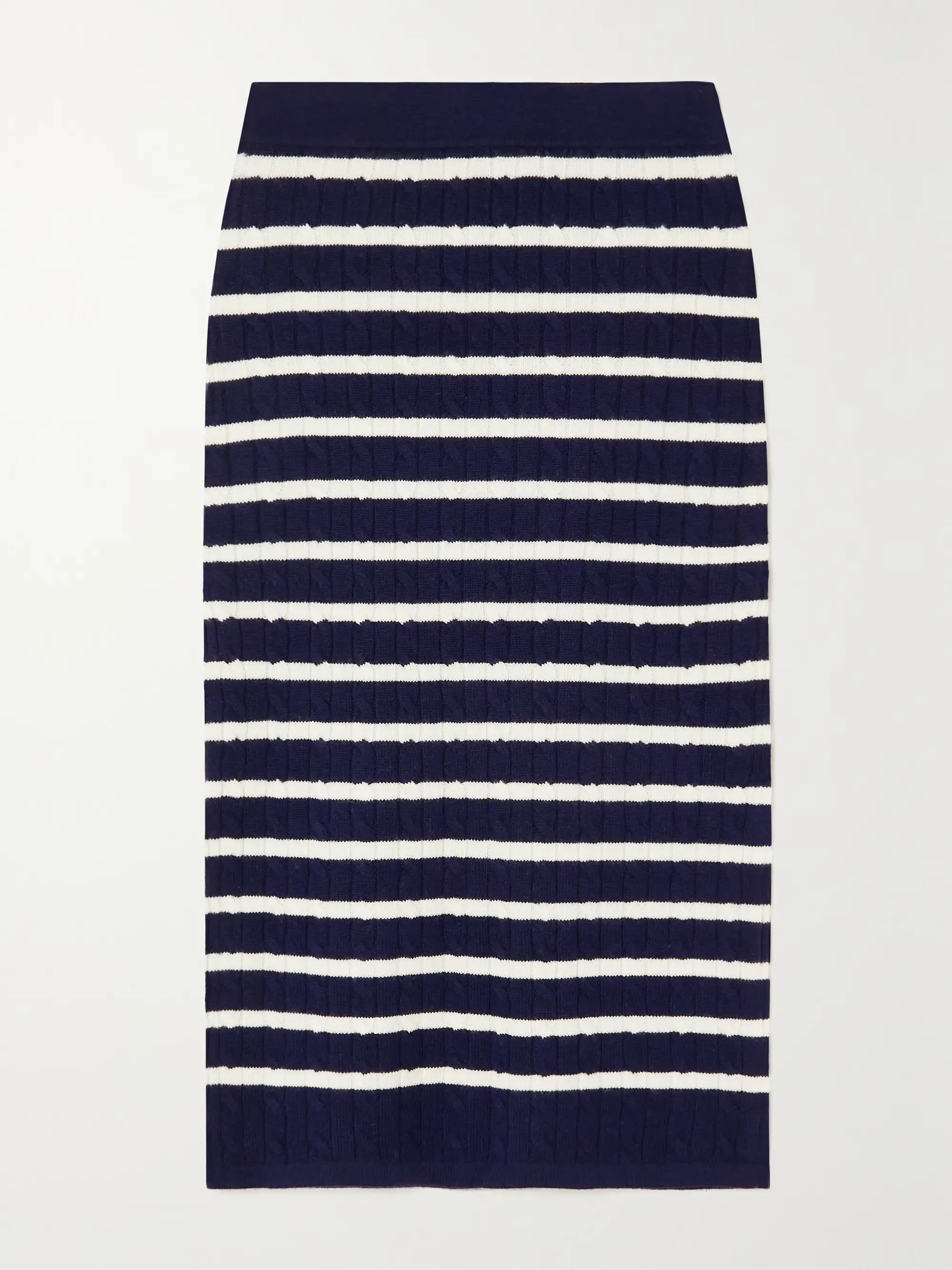 Striped cable-knit wool-blend midi skirt | NET-A-PORTER (US)