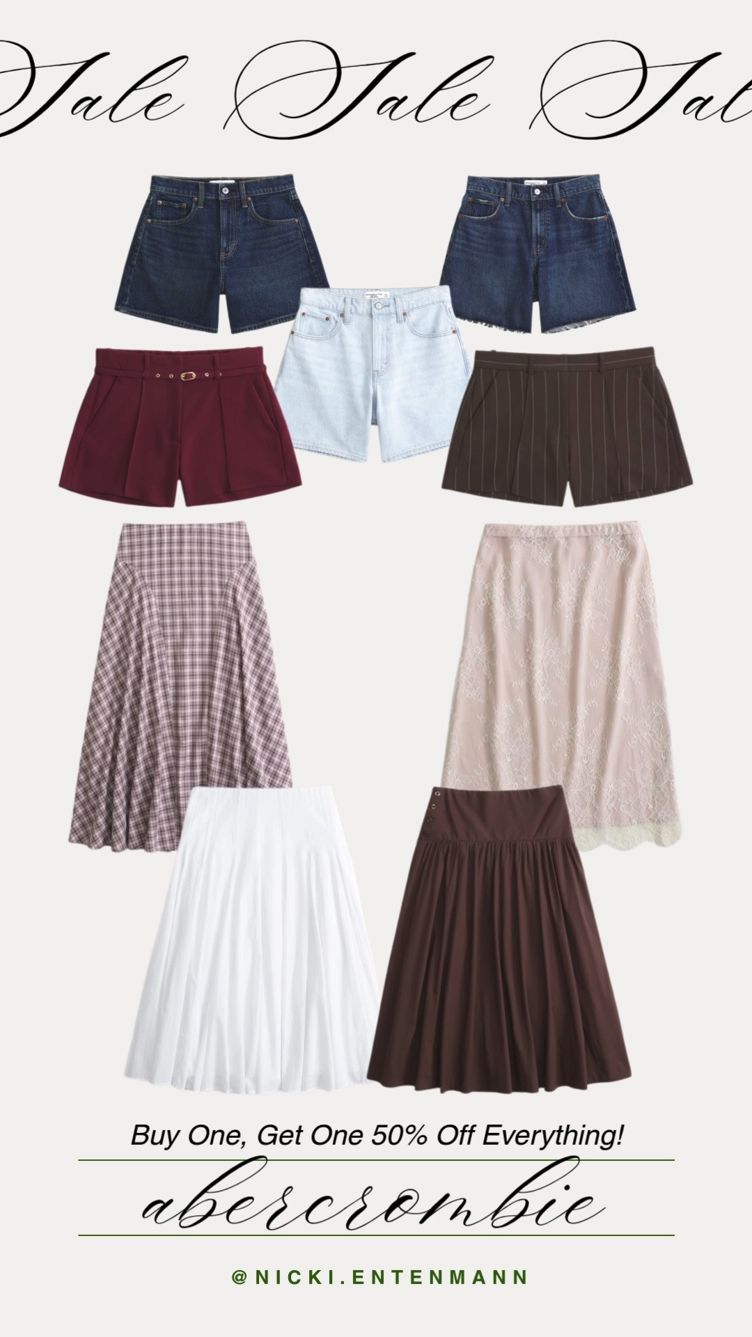 Abercrombie’s shorts and skirts are included in the Buy One, Get One 50% Off Everything deal. From denim staples to pleated and lace styles, it’s the perfect chance to refresh your lineup with versatile bottoms at a great value.
#Abercrombie #shorts #skirts #sale #BOGO #fashionfinds #style #shopping #trend #womenswear #ootd #modernlooks
 

 #LTKootd #LTKmomlife #LTKSaleAlert