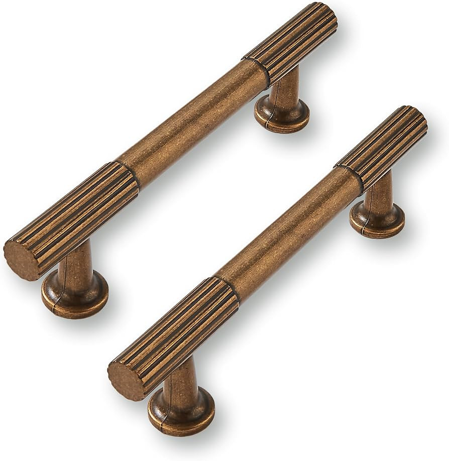 10 Pack 4 inch(102mm) Hole Center Antique Brass Cabinet pulls Kitchen Handles Solid Heavy Duty Ca... | Amazon (US)