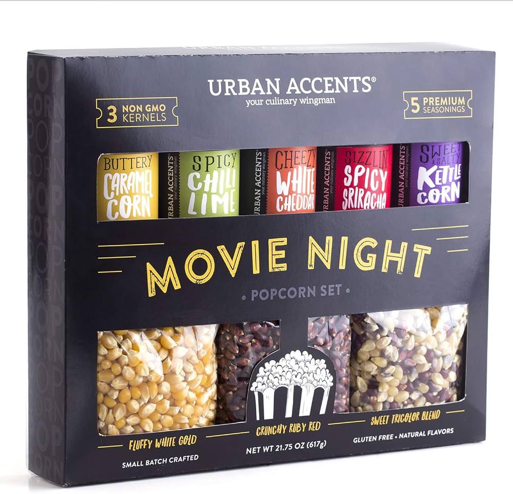 Urban Accents MOVIE NIGHT Popcorn Kernels and Popcorn Seasoning Variety Pack (set of 8) - 3 Non-G... | Amazon (US)