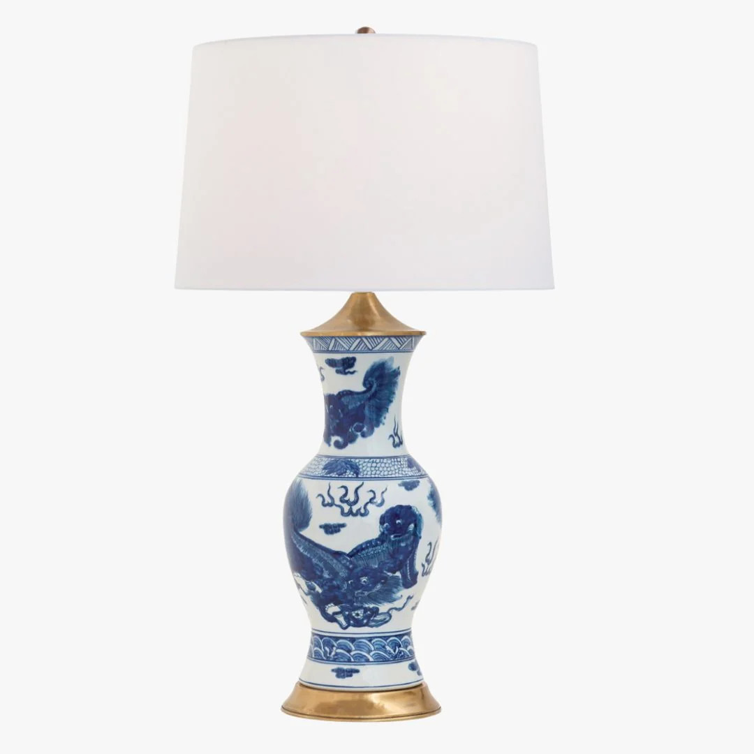 Blue Foo Dog Motif Table Lamp | Dear Keaton