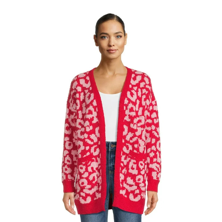 Dreamers by Debut Women's Open Front Print Cardigan Sweater, Midweight | Walmart (US)