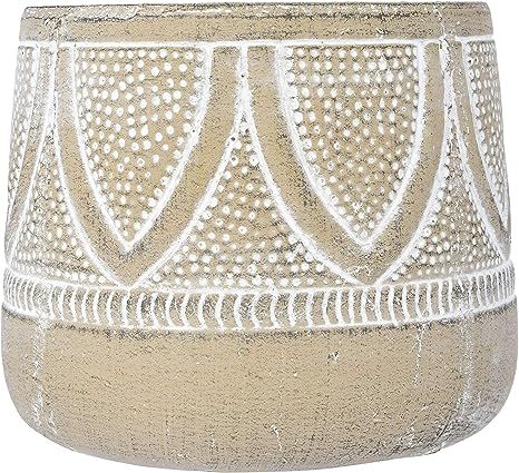 Creative Co-Op Embossed Terracotta Planter with Whitewash Finish (Holds 5" Pot | Amazon (US)