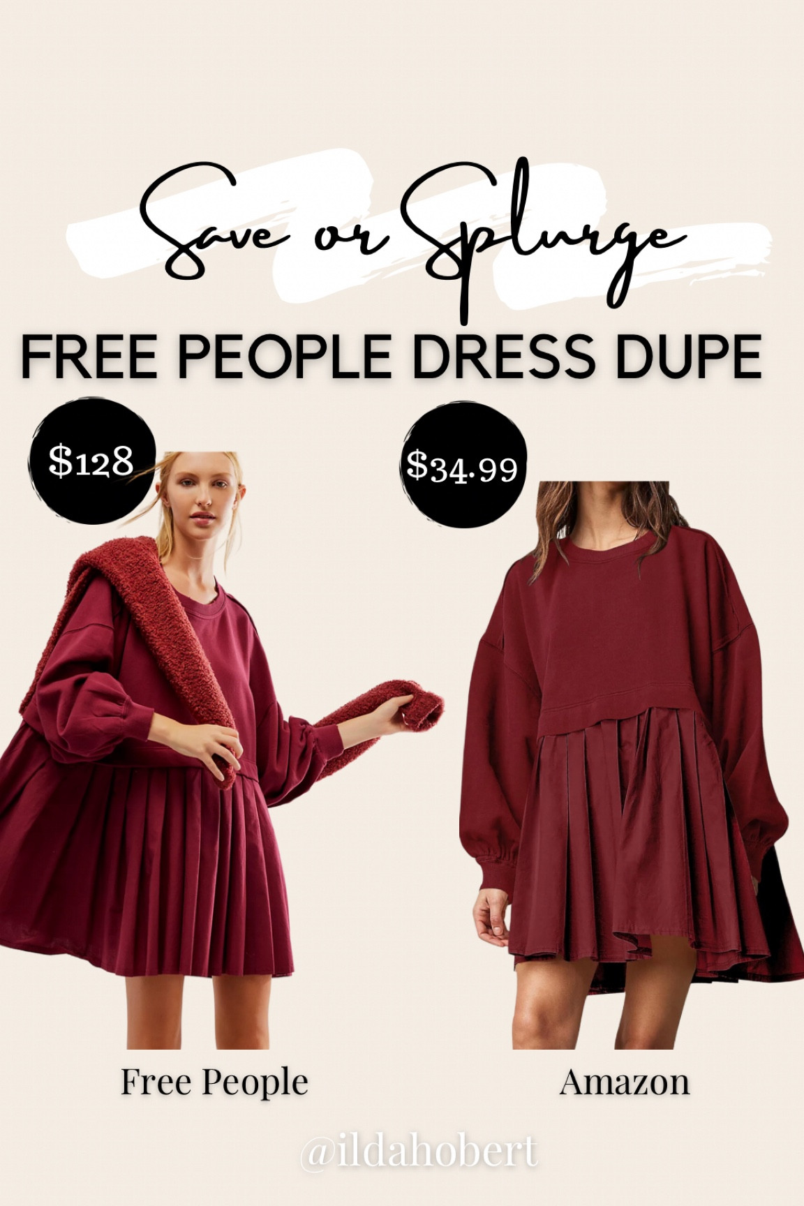 Save or Splurge: Trendy Free People Sweatshirt Dress Dupe

Free People dupe, amazon fashion, affordable fashion, fall outfit, amazon fall

#LTKstyletip #LTKfindsunder50 #LTKSeasonal