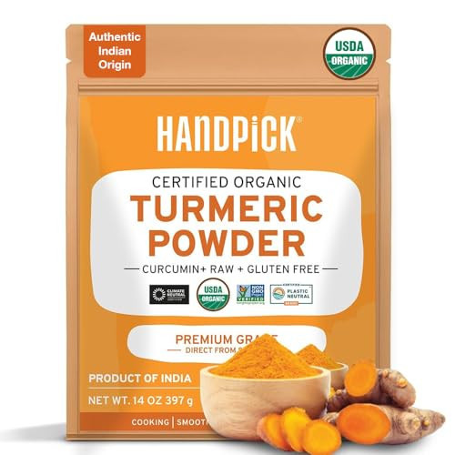 HANDPICK, Organic Turmeric Powder with Curcumin (397g/14oz) | Authentic Indian Origin | Gluten Free | Made from Turmeric Root | Amazon (US)