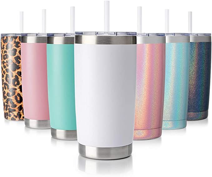 CIVAGO 20oz Tumbler with Lid and Straw, Stainless Steel Vacuum Insulated Coffee Tumbler Cup, Doub... | Amazon (US)