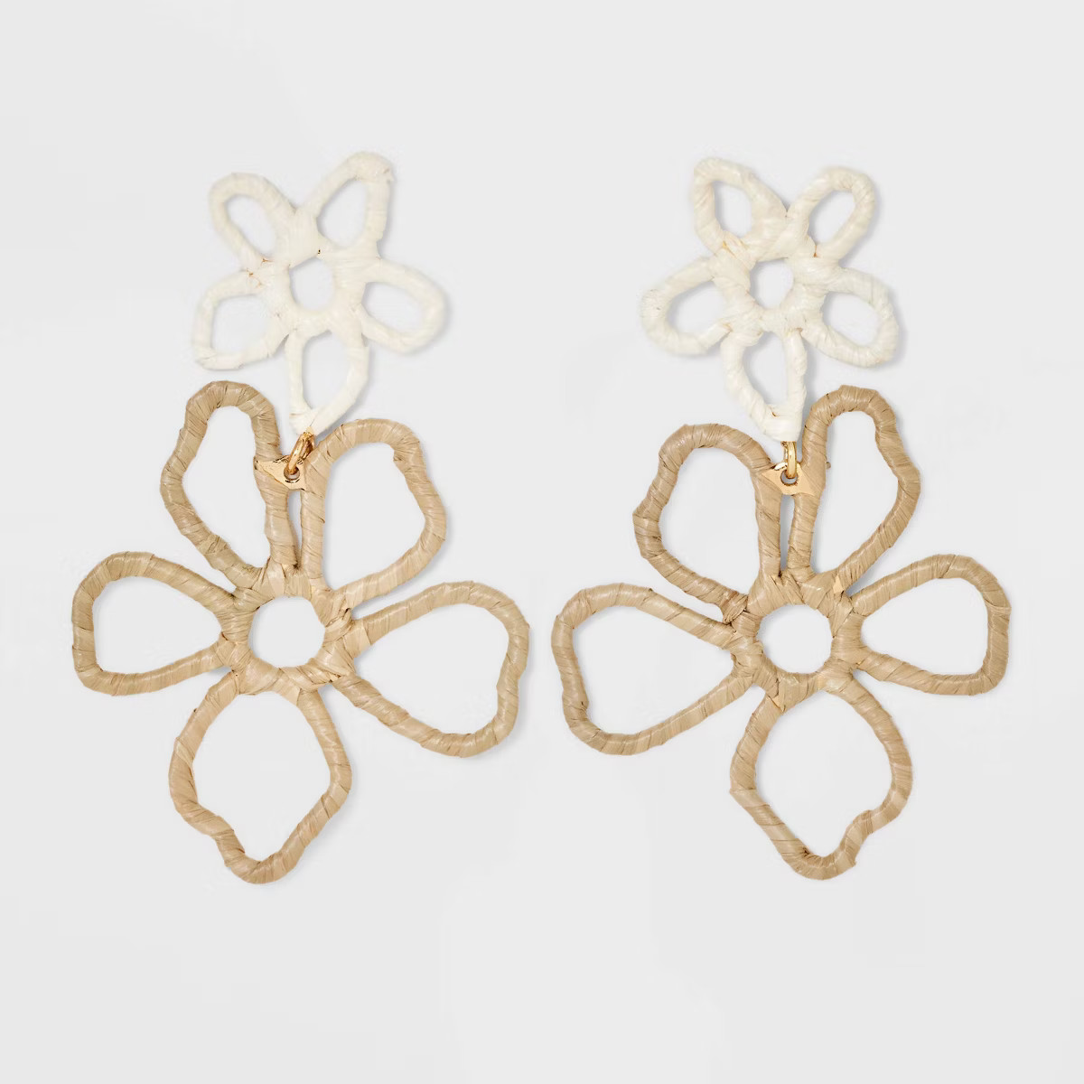 Post Two Flower Rafia Hollow Earrings - A New Day™ | Target