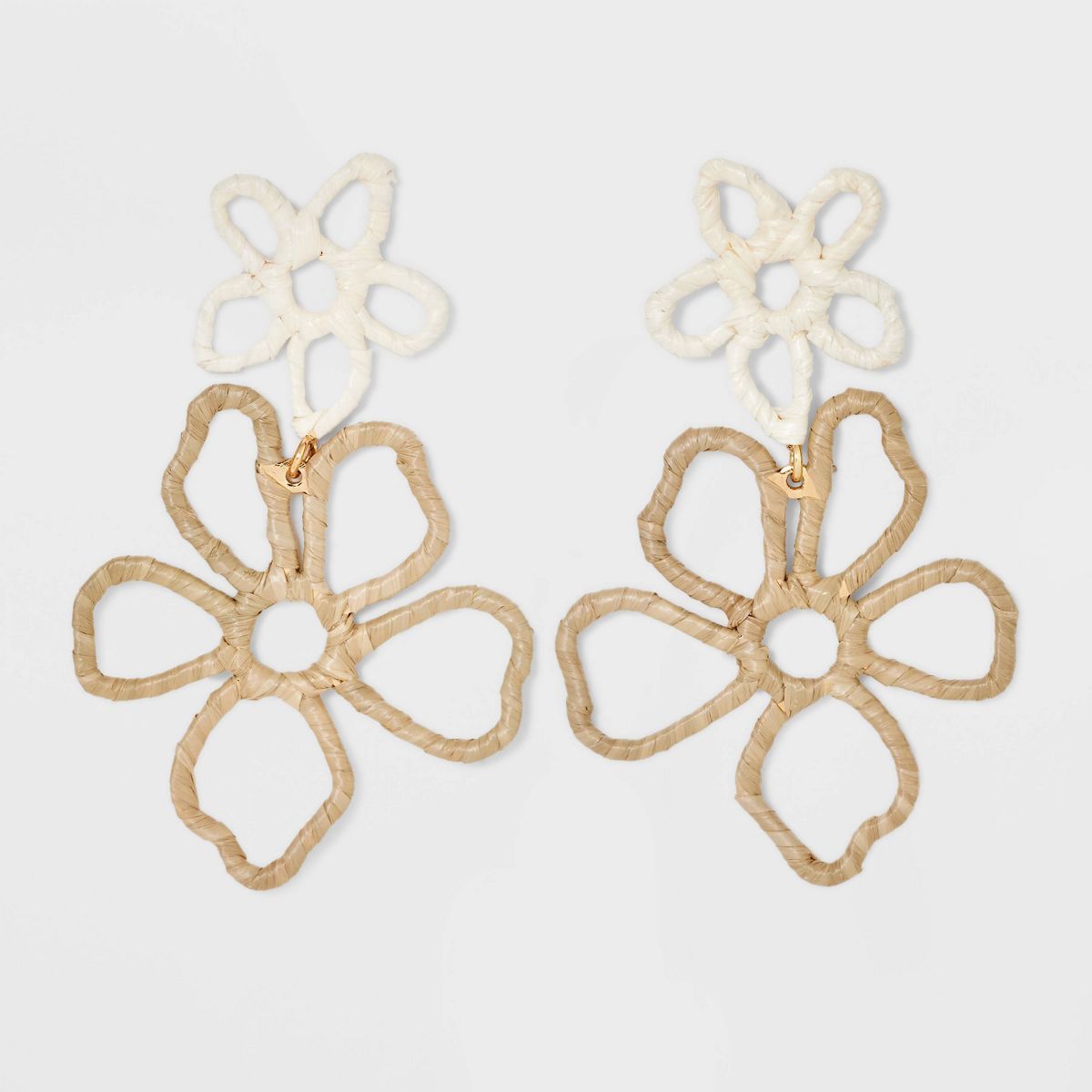 Post Two Flower Rafia Hollow Earrings - A New Day™ | Target