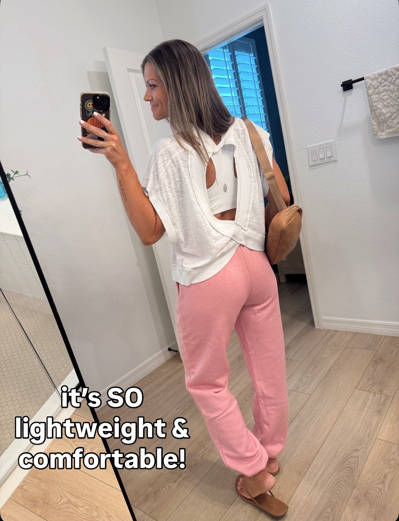 Best little tee!! I have small and XS. Small pictured here. I prefer the XS though! Def runs a little oversized. XS sweats - size down! 