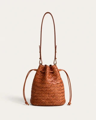 PRE-ORDER Arden Woven Leather Bucket Bag - Cognac | Marea