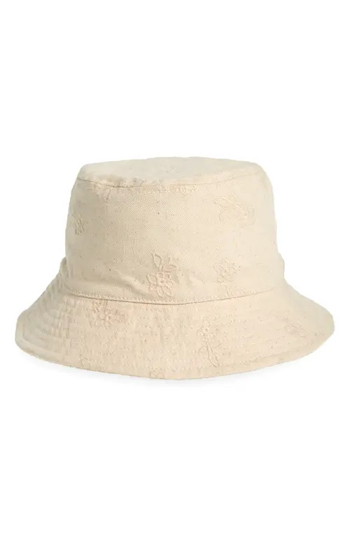 Madewell Eyelet Cotton Twill Bucket Hat in Antique Cream at Nordstrom, Size Medium | Nordstrom