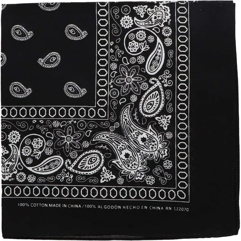Motique Accessories 22-inch Cotton Paisley Bandana for Adult Women and Girls - Black - Walmart.co... | Walmart (US)
