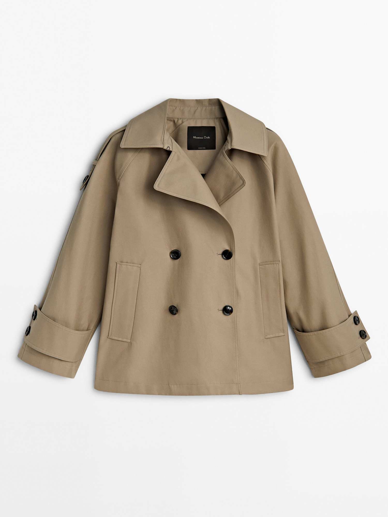 Cropped trench coat with cuff detail | Massimo Dutti US