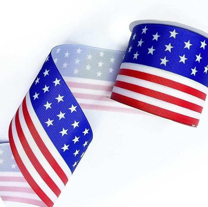 4th of July Patriotic Ribbons for Crafting, American Flag Ribbon Blue Red Grosgrain Ribbons July ... | Amazon (US)