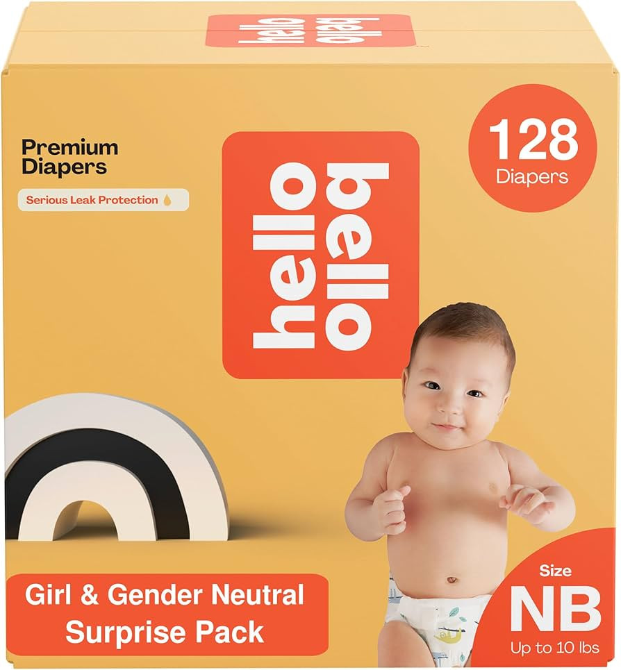 Hello Bello Premium Diapers, Size NB (Up to 10 lbs) Surprise Pack for Girls - 128 Count, Hypoalle... | Amazon (US)