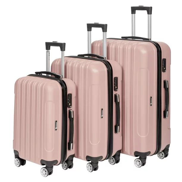 Zimtown 3-Piece Nested Spinner Suitcase Luggage Set with TSA Lock, Rose Gold - Walmart.com | Walmart (US)