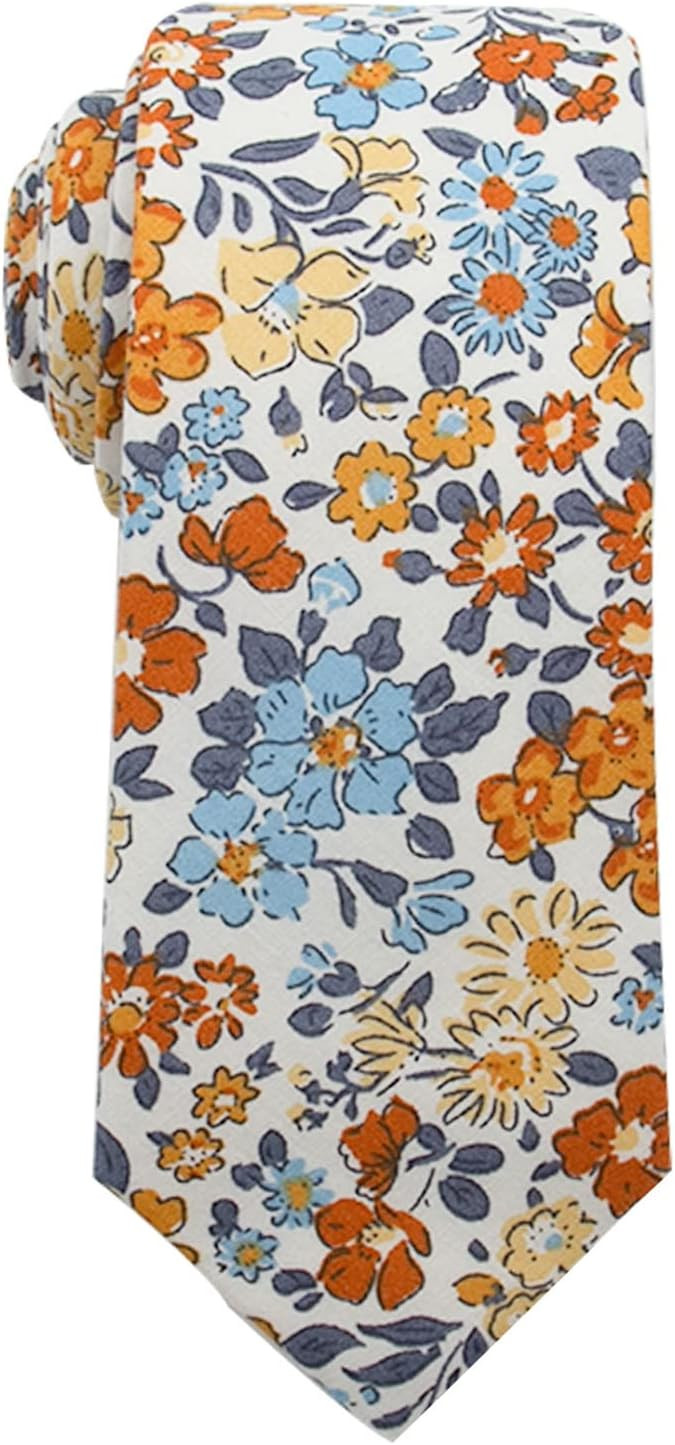 Mantieqingway Men's Cotton Printed Floral Neck Tie Skinny Tie | Amazon (US)