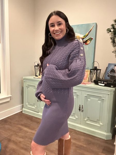 The perfect winter sweater dress from Amor Lafayette! How cute are the buttons? Wearing a medium at almost 21 weeks pregnant. Plenty of stretch and I could’ve even done a small!

#LTKSeasonal #LTKstyletip