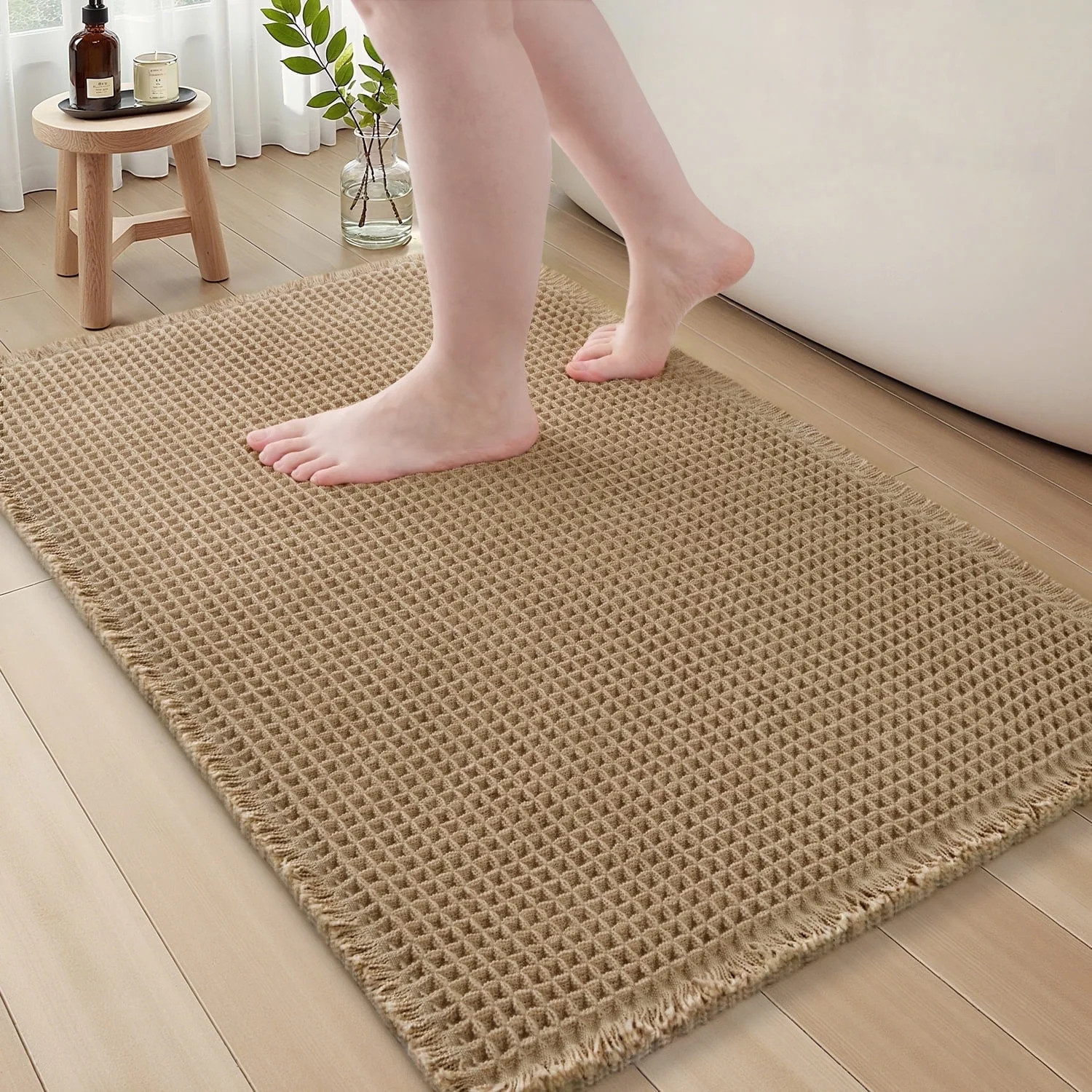 SIXHOME Bathroom Rugs Waffle Bath Rug Super Soft Absorbent Non Slip Bath Mat Beside Tub Rubber Ba... | Walmart (US)