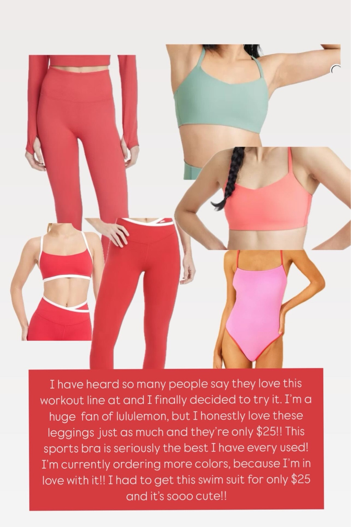 I have heard so many people say they love this workout line at and I finally decided to try it. I'm a huge fan of lululemon, but I honestly love these leggings just as much and they're only $25!! This sports bra is seriously the best I have every used!
I'm currently ordering more colors, because I'm in love with it!! I had to get this swim suit for only $25 and it's sooo cute!!

#LTKSaleAlert #LTKActive #LTKWatchNow