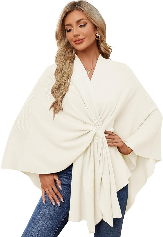 PULI Women's Elegant Shawl Wraps Soft Open Front Poncho Sweater for Spring Fall Winter | Amazon (US)