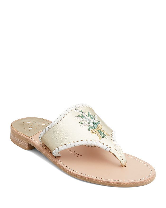 Women's Lily Of The Valley Embroidered Flat Sandals | Bloomingdale's (US)