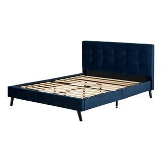 South Shore Maliza Navy Blue Queen Size Bed 64 in. W with Headboard | The Home Depot