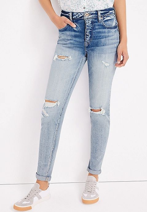 edgely™ Boyfriend High Rise Ripped Jean | Maurices