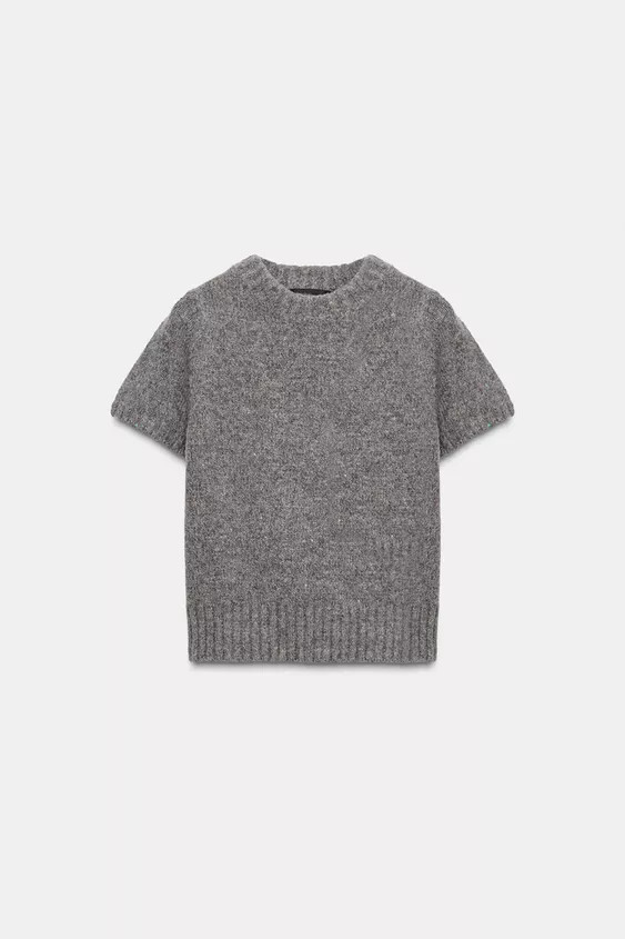 WOOL BLEND SHORT SLEEVE JUMPER | Zara UK