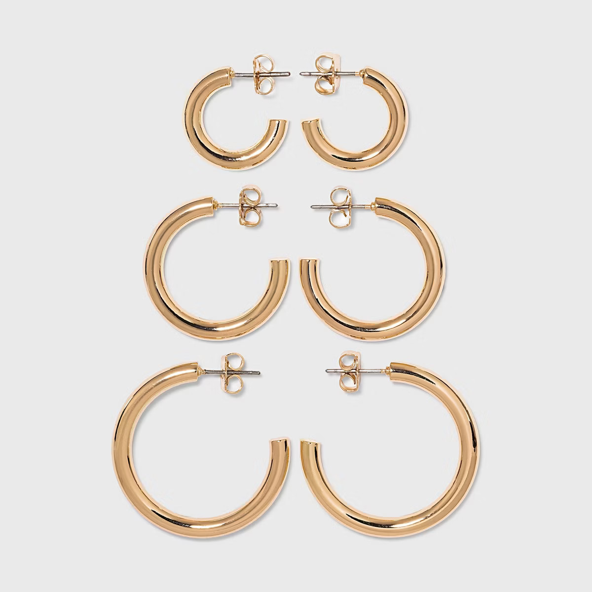 Pipe Hoop Earring Trio Set 3pc - A New Day™ Gold | Target