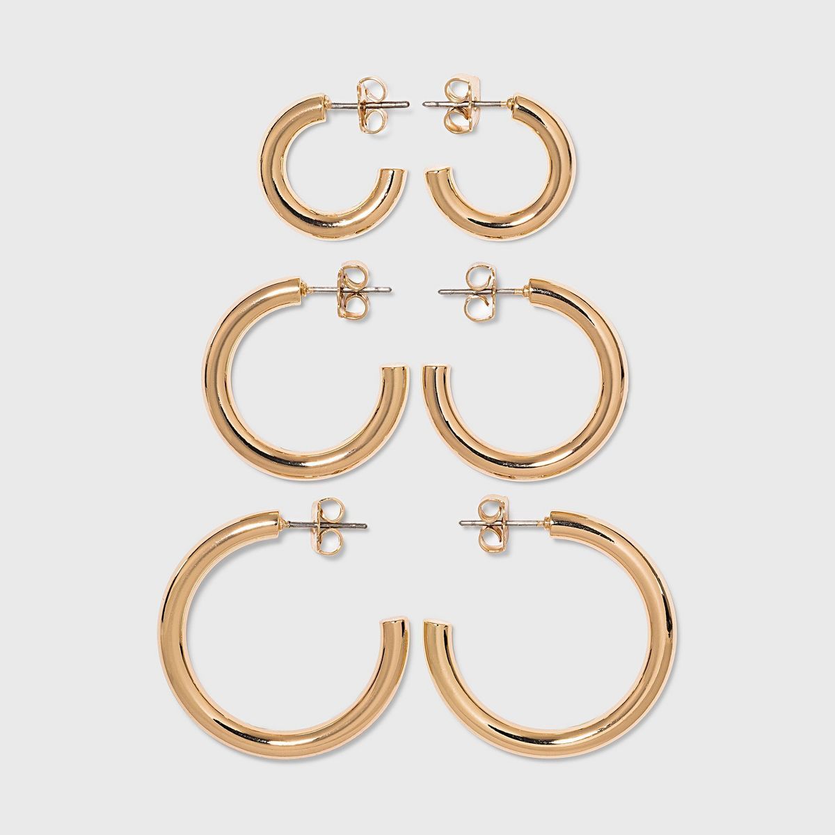 Pipe Hoop Earring Trio Set 3pc - A New Day™ Gold | Target