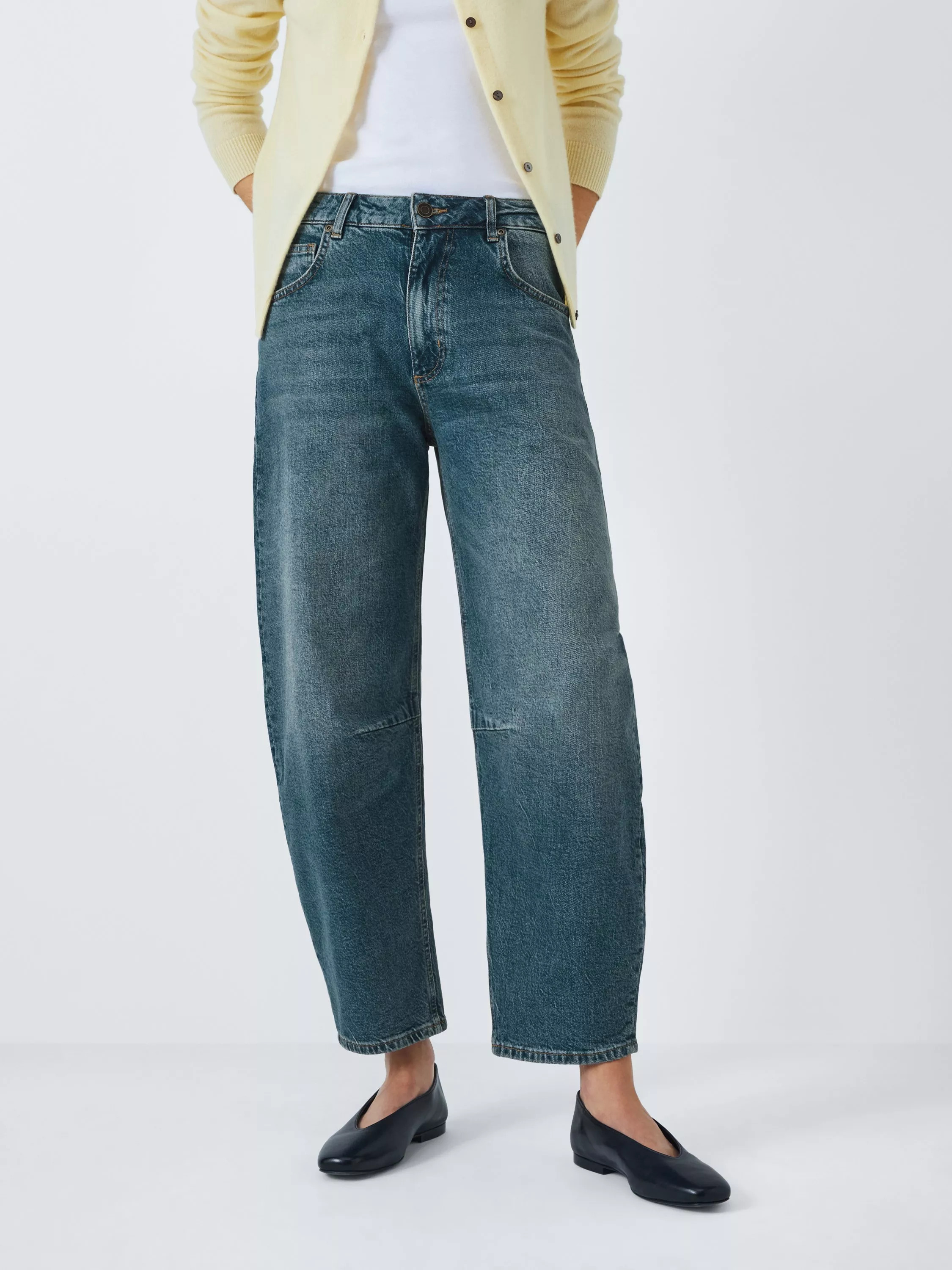 John Lewis Barrel Leg Jeans, Blue | John Lewis (UK)