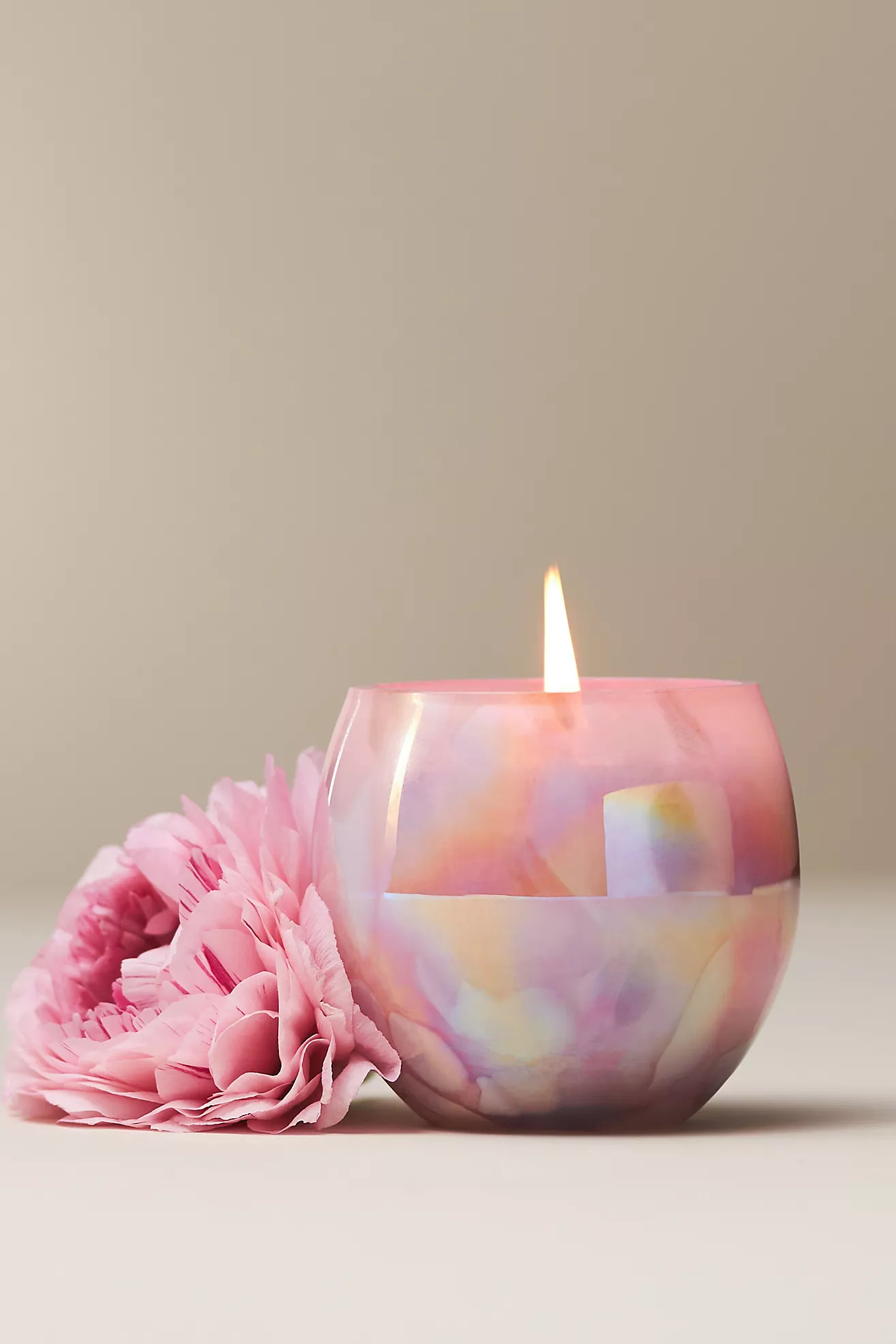 Cheena Egg Floral Pink Peony & Neroli Glass Candle | Anthropologie (US)