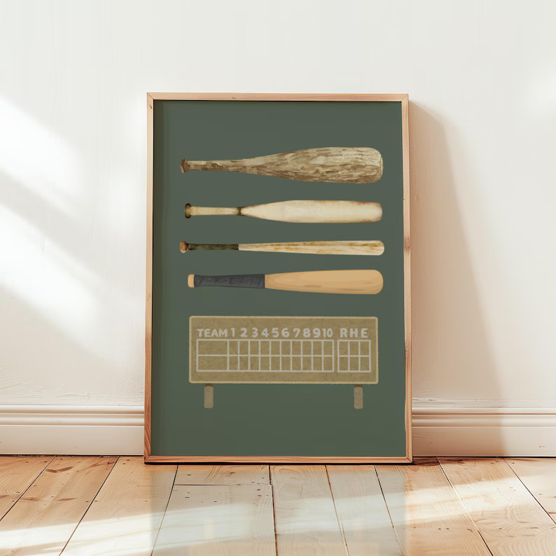Boy Baseball Room Decor Vintage Nursery Decor for Boy Nursery Wall Art Print Digital Baseball Dec... | Etsy (US)