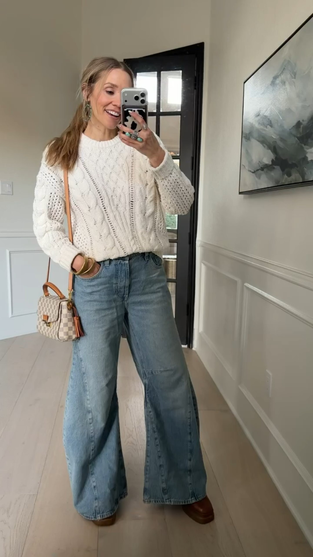 Wearing size s in sweater 

Size 27 / tts in jeans 

#LTKgrwm #LTKselfcare #LTKWorkwear