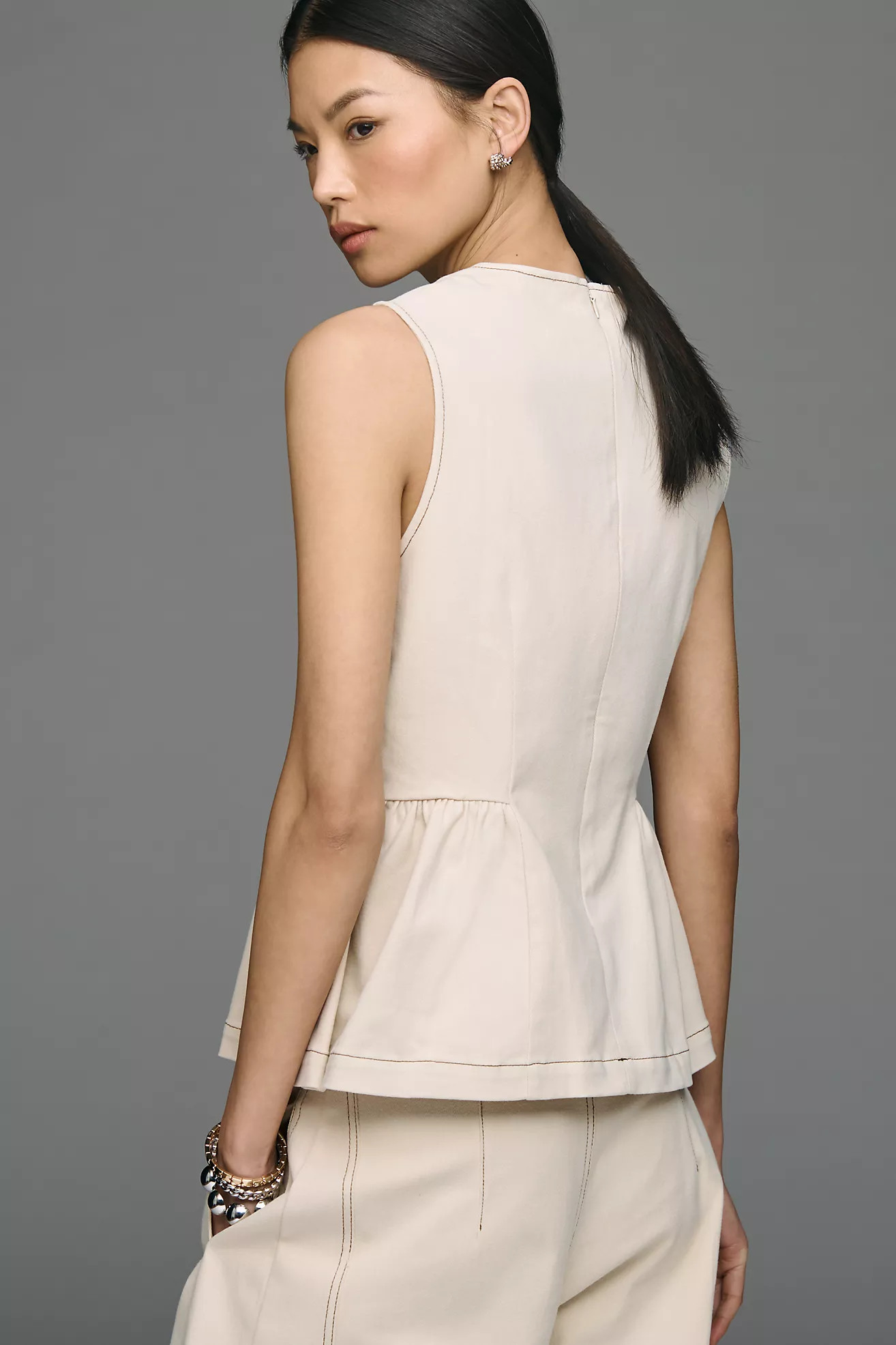 Maeve Crew-Neck Peplum Tank Top | Anthropologie (US)