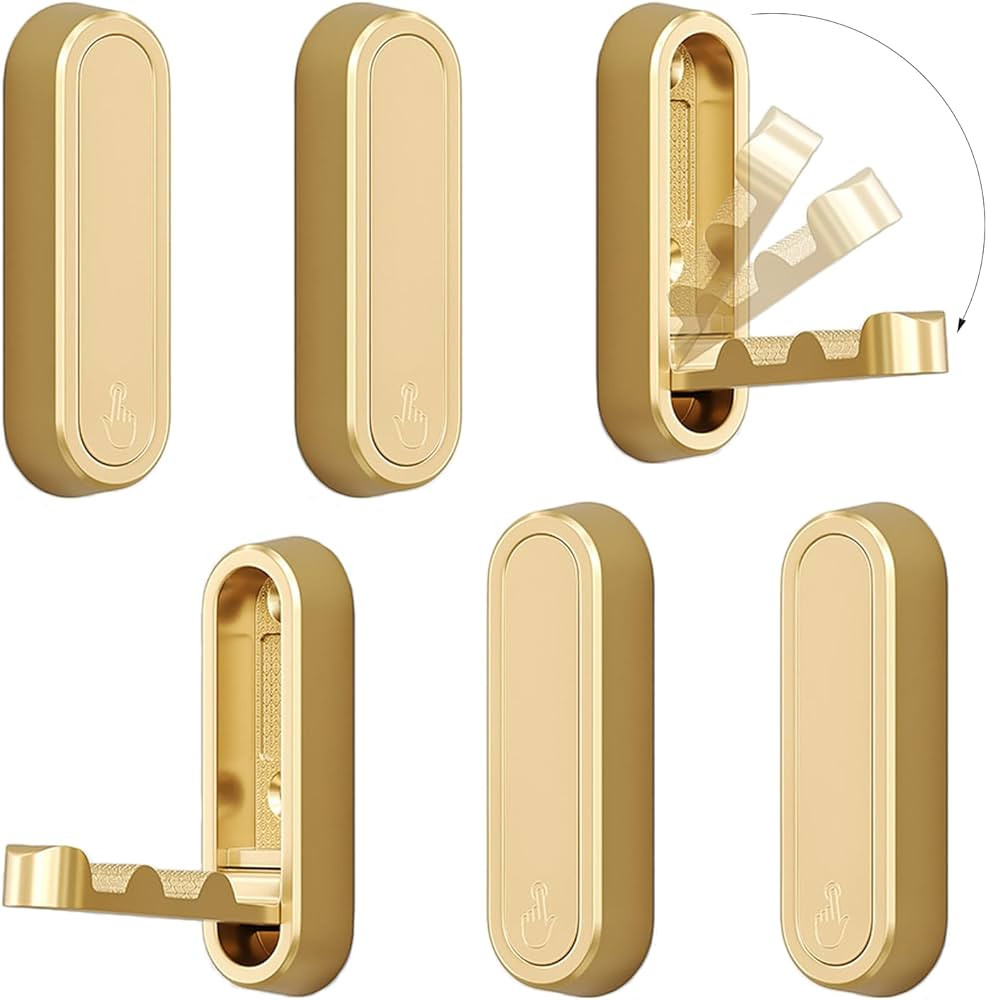 6PCS Foldable Invisible Hook Zinc Alloy Bathroom Wall Hook Retractable for Closet Scarf Hat Robe ... | Amazon (US)