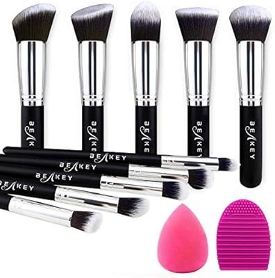 BEAKEY Makeup Brush Set, Premium Synthetic Kabuki Foundation Face Powder Blush Eyeshadow Brushes ... | Amazon (US)