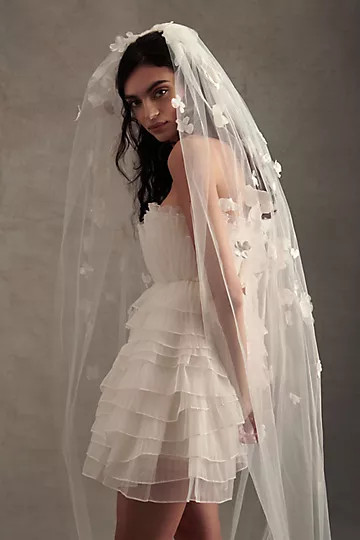 Amsale Three-Dimensional Cathedral Petal Veil | Anthropologie (US)