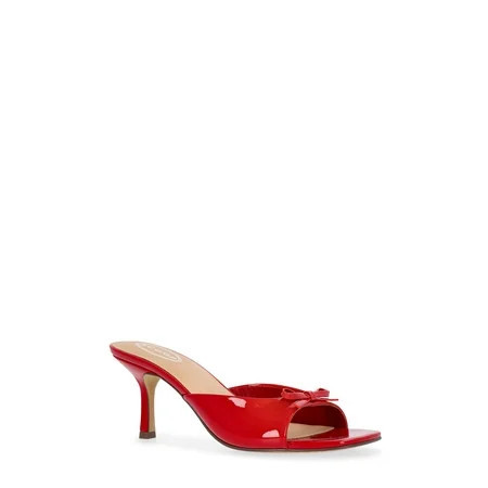 Scoop Women's Patent Faux Leather Open Toe Bow Mule Heels | Walmart (US)