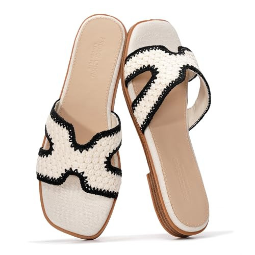 Project Cloud 100% Genuine Leather Sandals for Women 2026 - Fashion Flat Womens Sandals with Memory Foam Insole Slides Sandals Women Footwear - Mules Women's Sandals (Jannel, CRMUL,6M) | Amazon (US)