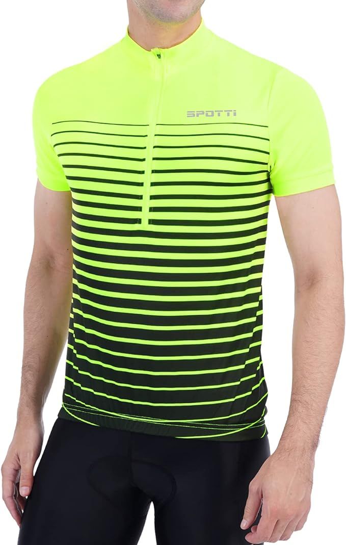 Spotti Men's Cycling Bike Jersey Short Sleeve with 3 Rear Pockets- Moisture Wicking, Breathable, ... | Amazon (US)